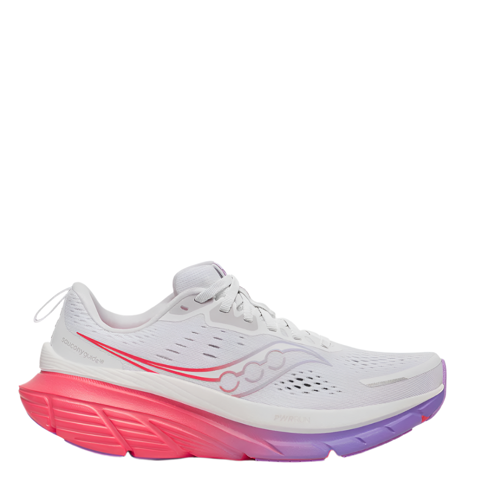 Saucony Women's Guide 18 Running Shoes in White/Crocus Online