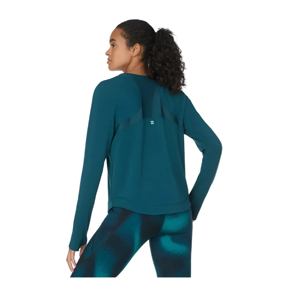 Sweaty Betty Breathe Easy Mesh Long Sleeve in Deep Green SS26