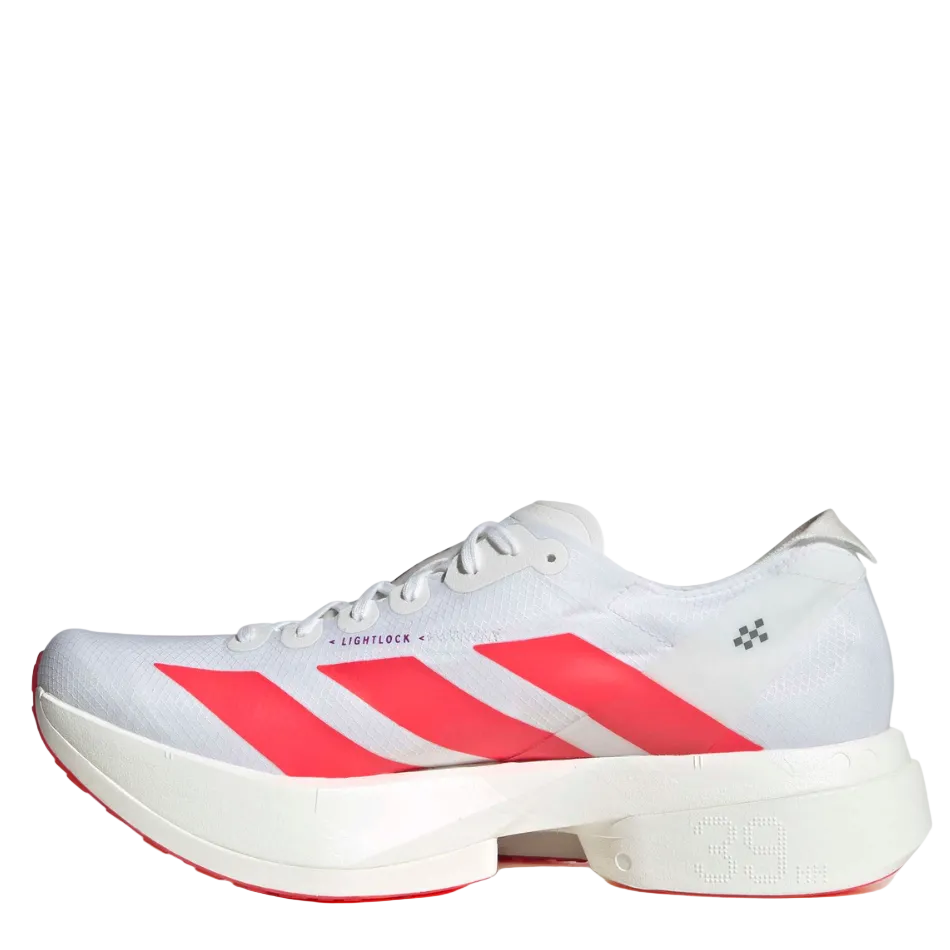 adidas Men's Adizero Adios Pro 4 Running Shoes in FTWR White/Lucid Red/Shock Purple AW26