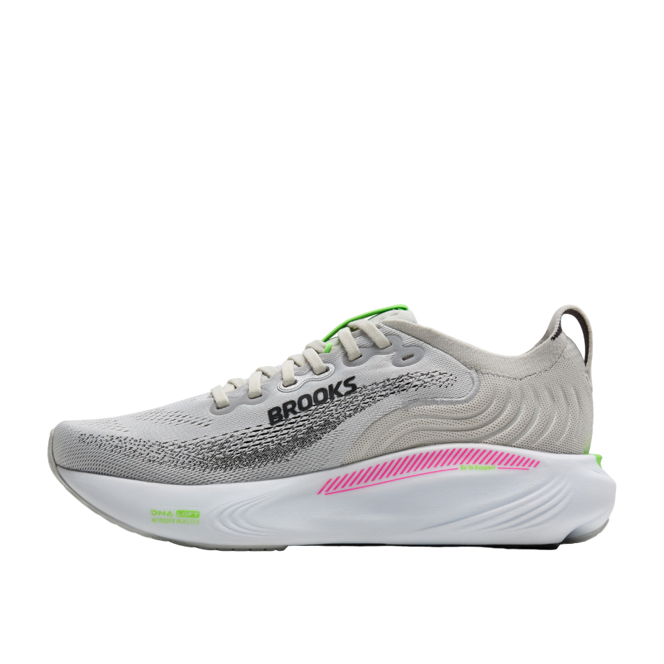 Brooks Women's Adrenaline GTS 25 Wide Fitting D Running Shoes in Oyster/Pink/Green SS26