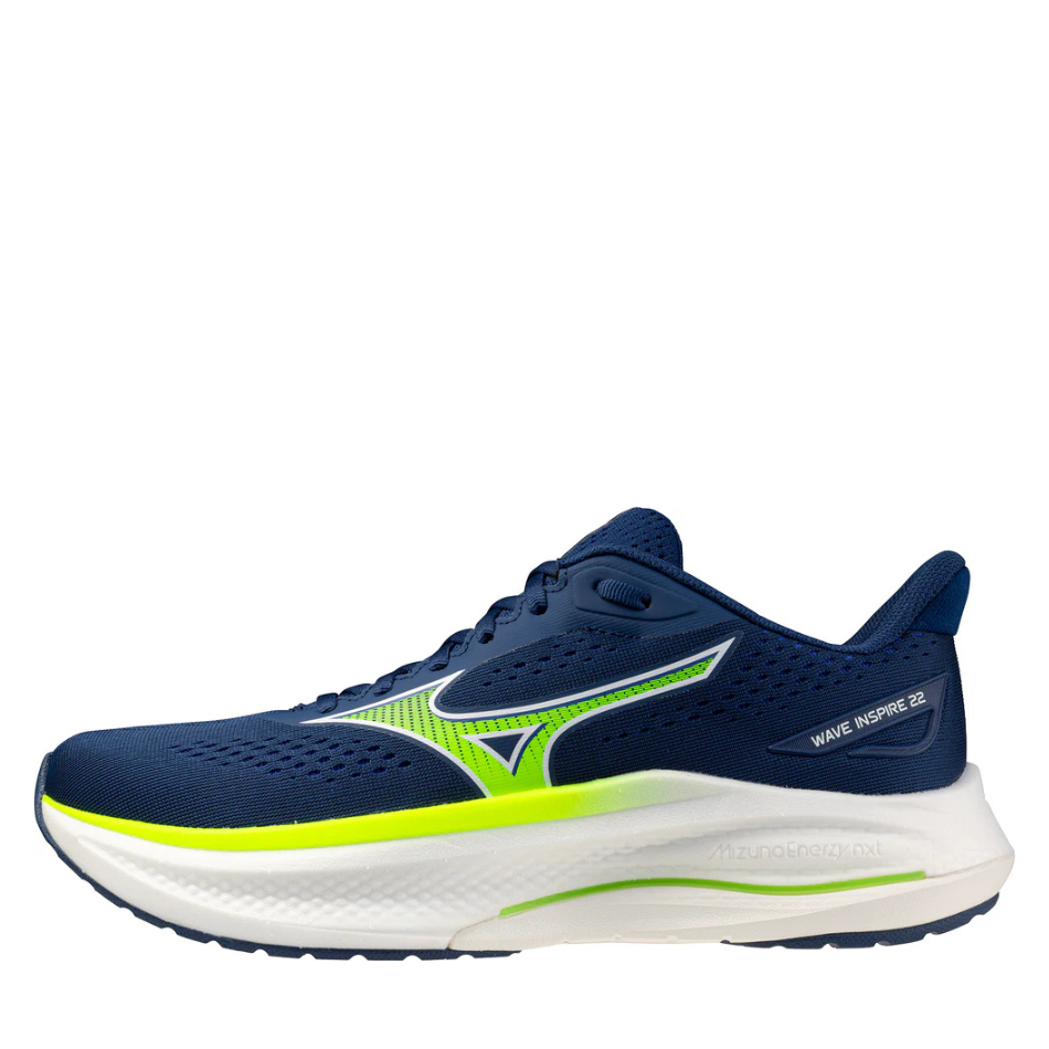 Mizuno Men's Wave Inspire 22 Running Shoes in Estate Blue/Lightning Yellow SS26