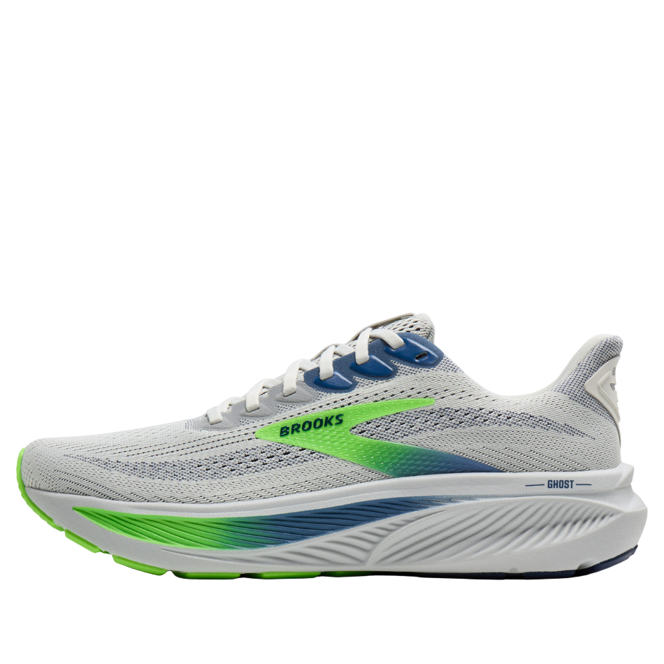 Brooks Men's Ghost 17 Running Shoes in Oyster/Beacon Blue/Gecko SS26