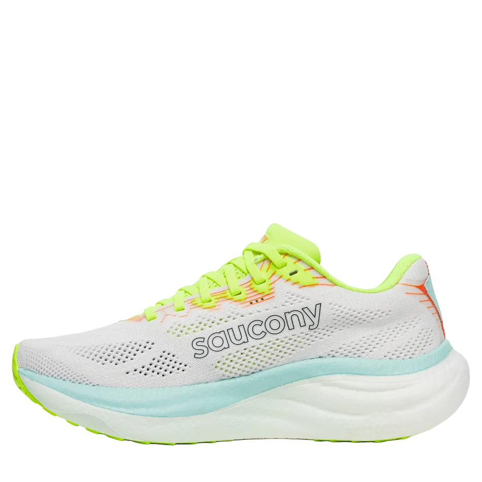 Saucony Women's Ride 19 Running Shoes in White/Splash - Online Exclusive