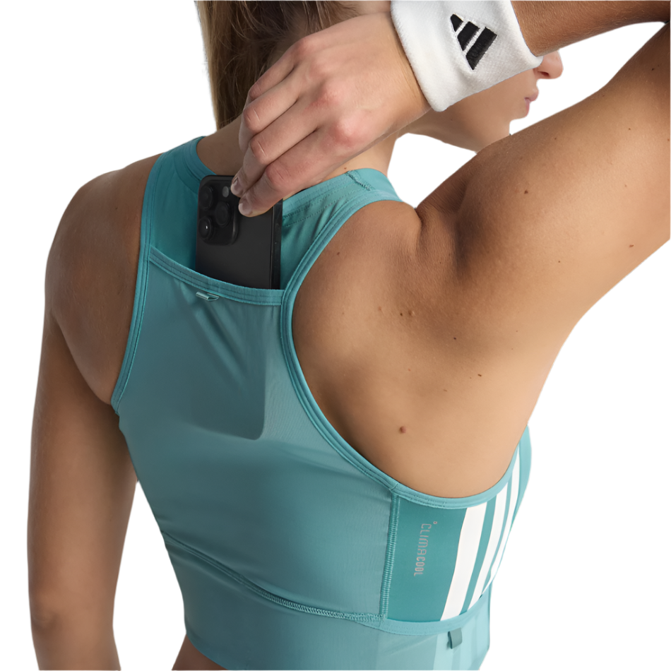 adidas Women's Adizero Running Crop Top in Powder Teal AW25