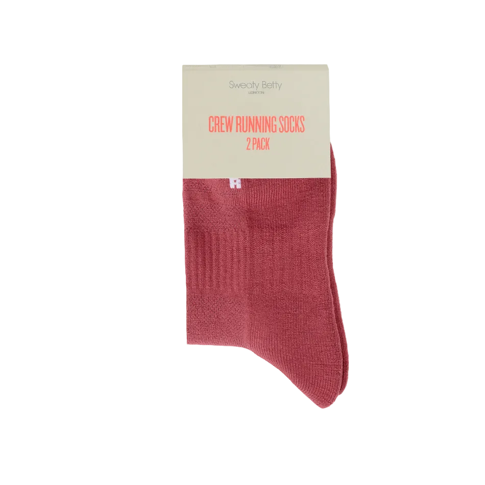 Sweaty Betty Crew Running Socks 2 Pack in Sienna Pink/Tuscan Orange/White, pack