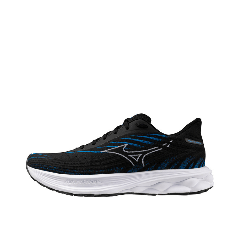 Mizuno Shoes Mizuno Men's Wave Skyrise 6 Running Shoes in Black/White/Blue Pace SS25 - Up and Running