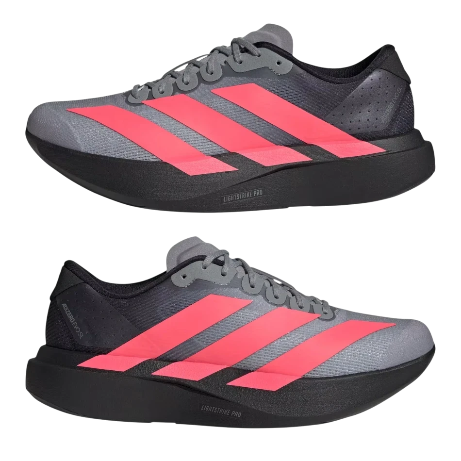 adidas Men's adizero Evo SL Running Shoes in Core Black/Solar Turbo/Light Onix, pair
