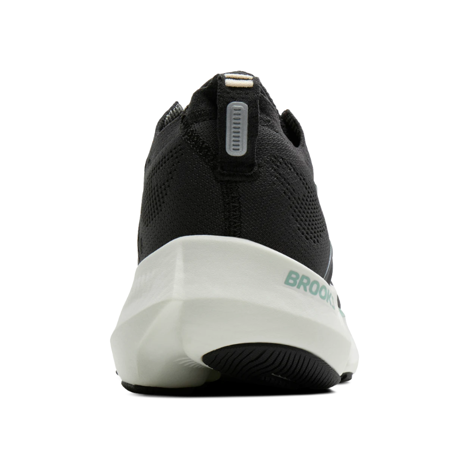 Rear view of Up & Running Brooks Glycerin Flex running shoes in black and white with DNA TUNED cushioning