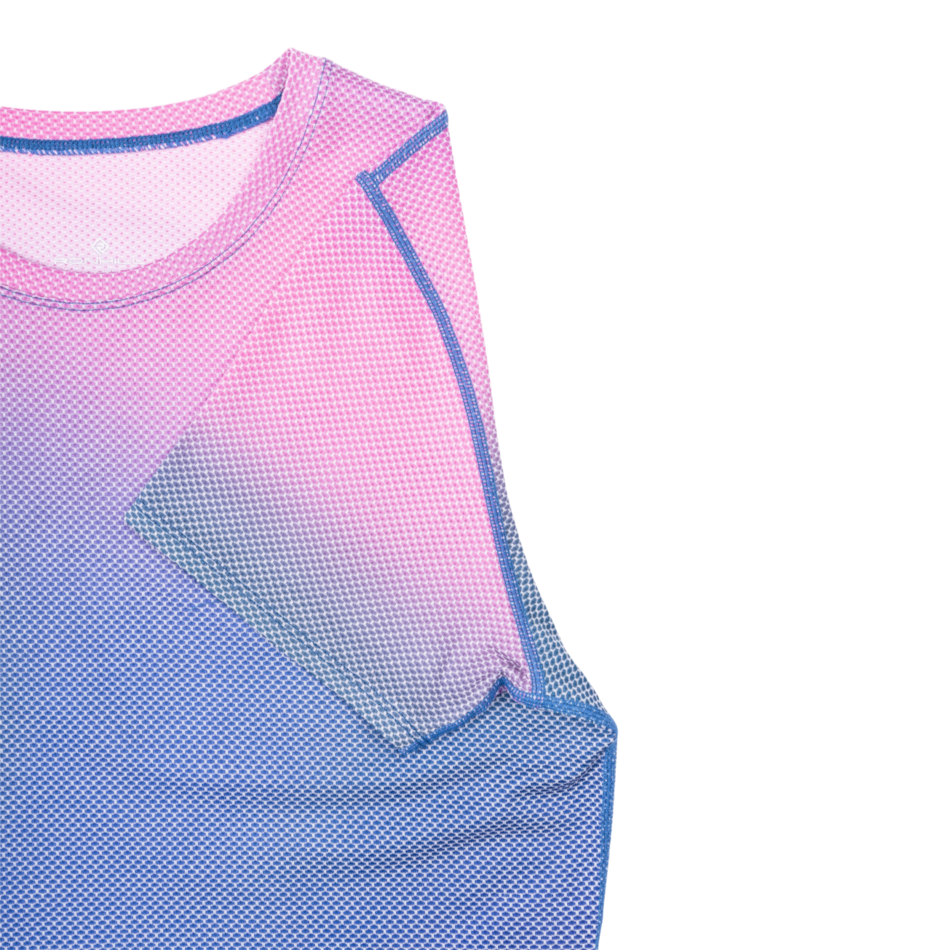Up & Running Ronhill women's orchid glow running tee with breathable Polartec Delta cooling fabric and gradient design