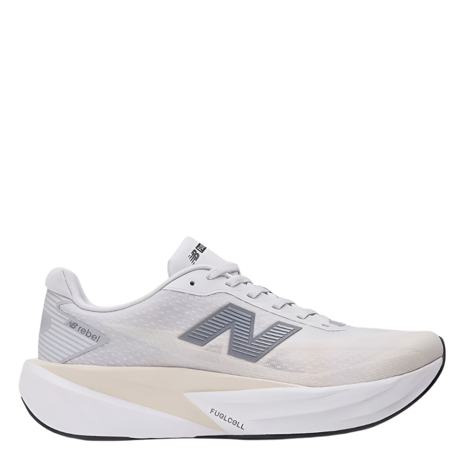 New Balance Men's Fuelcell Rebel v5 Running Shoes in Grey Matter/Linen/White AW25