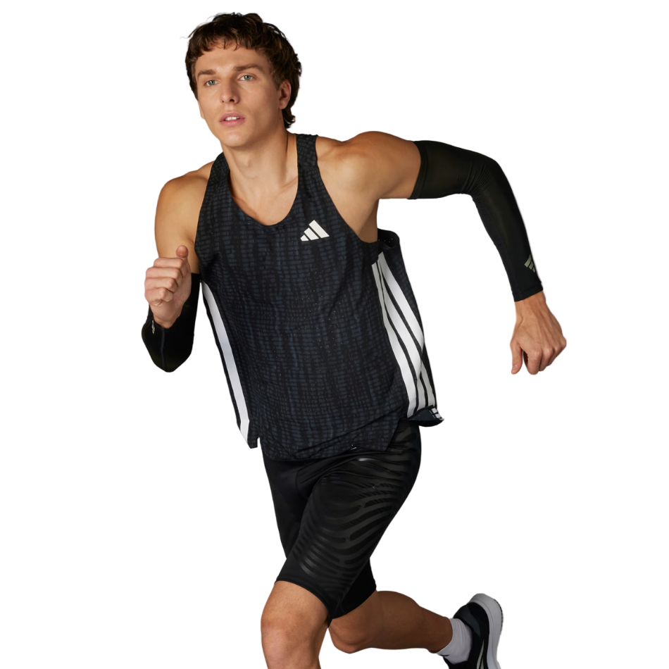 adidas Men's Adizero Running Tank Top in Carbon/Black SS26