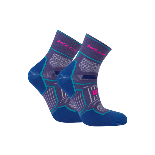 Hilly Unisex Twin Skin Anklet Socks Med in Grape/Blue SS26