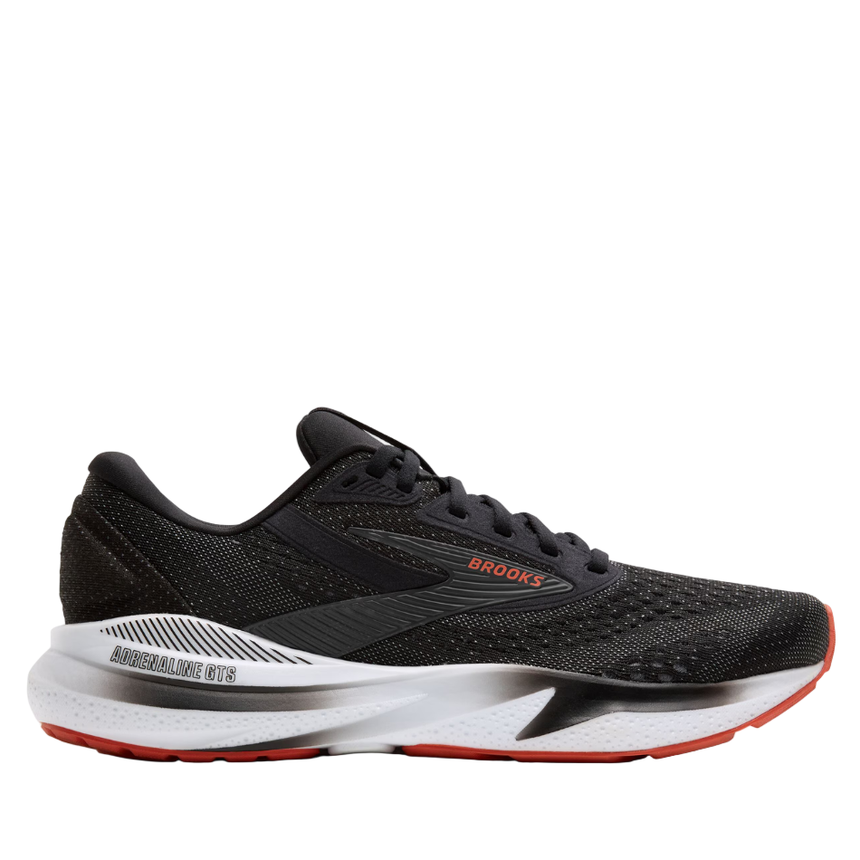 Brooks Men's Adrenaline GTS 24 Running Shoes in Black/Grey/Red SS25