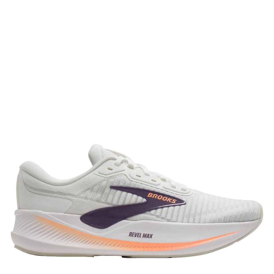 Brooks Women's Revel Max Running Shoes in Bright White/MulledGrape/Peach AW26