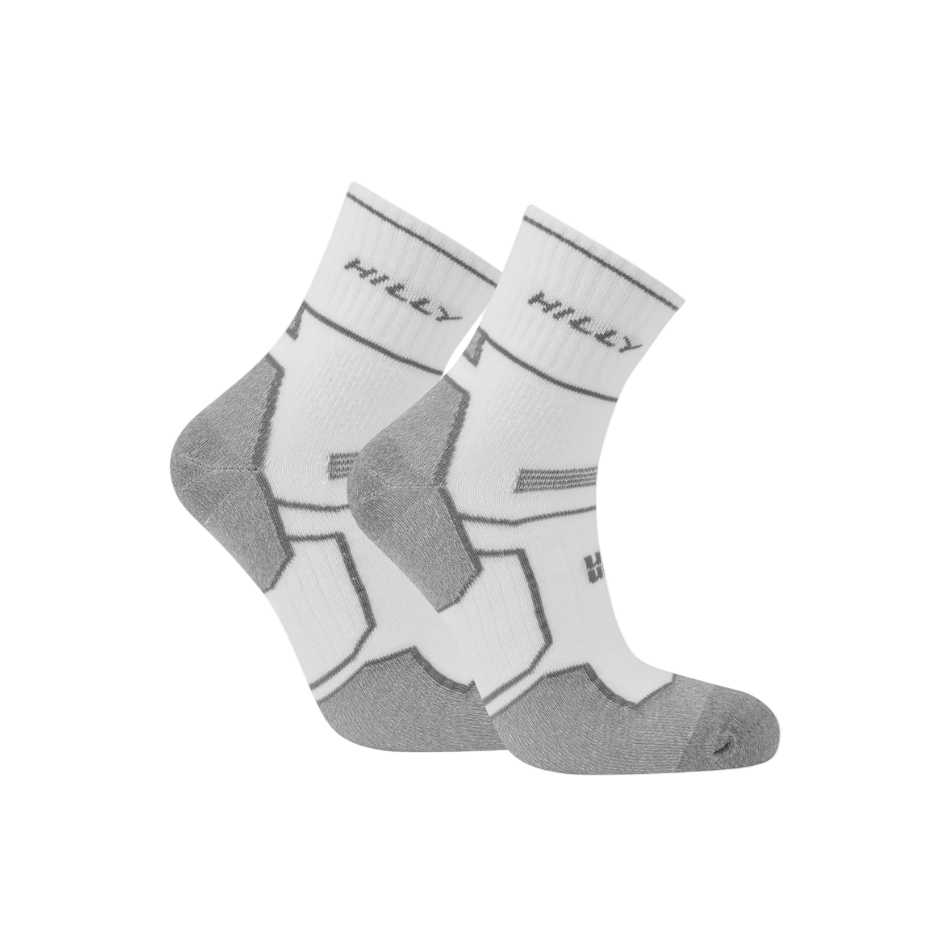 Hilly Unisex Twin Skin Anklet Socks Med in White/Grey Marl SS26