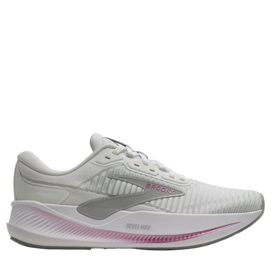 Brooks Women's Revel Max Running Shoes in White/Harbor Mist/Metallic SS26