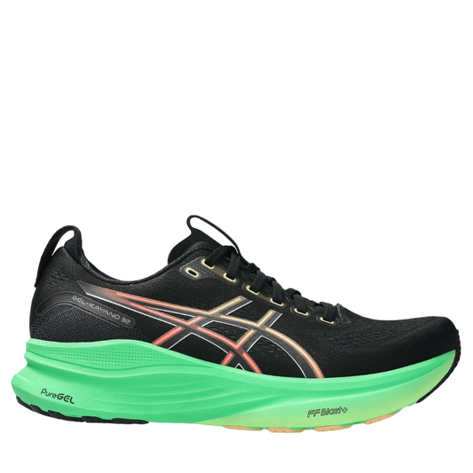 ASICS Men's GEL-KAYANO 32 Running Shoes in Black/Vital Green SS26