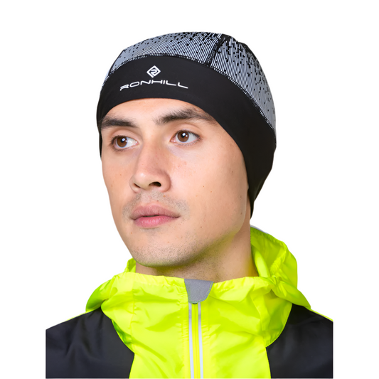 Ronhill Unisex Reflect Beanie in Black/Reflect AW25