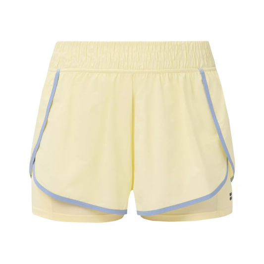 Sweaty Betty Get Set 2 in 1 Multi Train Shorts Contrast Binding in Butterscotch Yellow Laguna Blue AW26