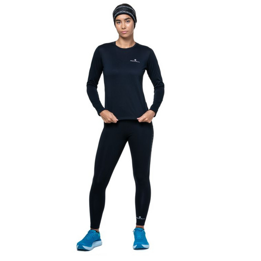 Ronhill Women's Core Long Sleeved Tee in Black/Bright White AW25
