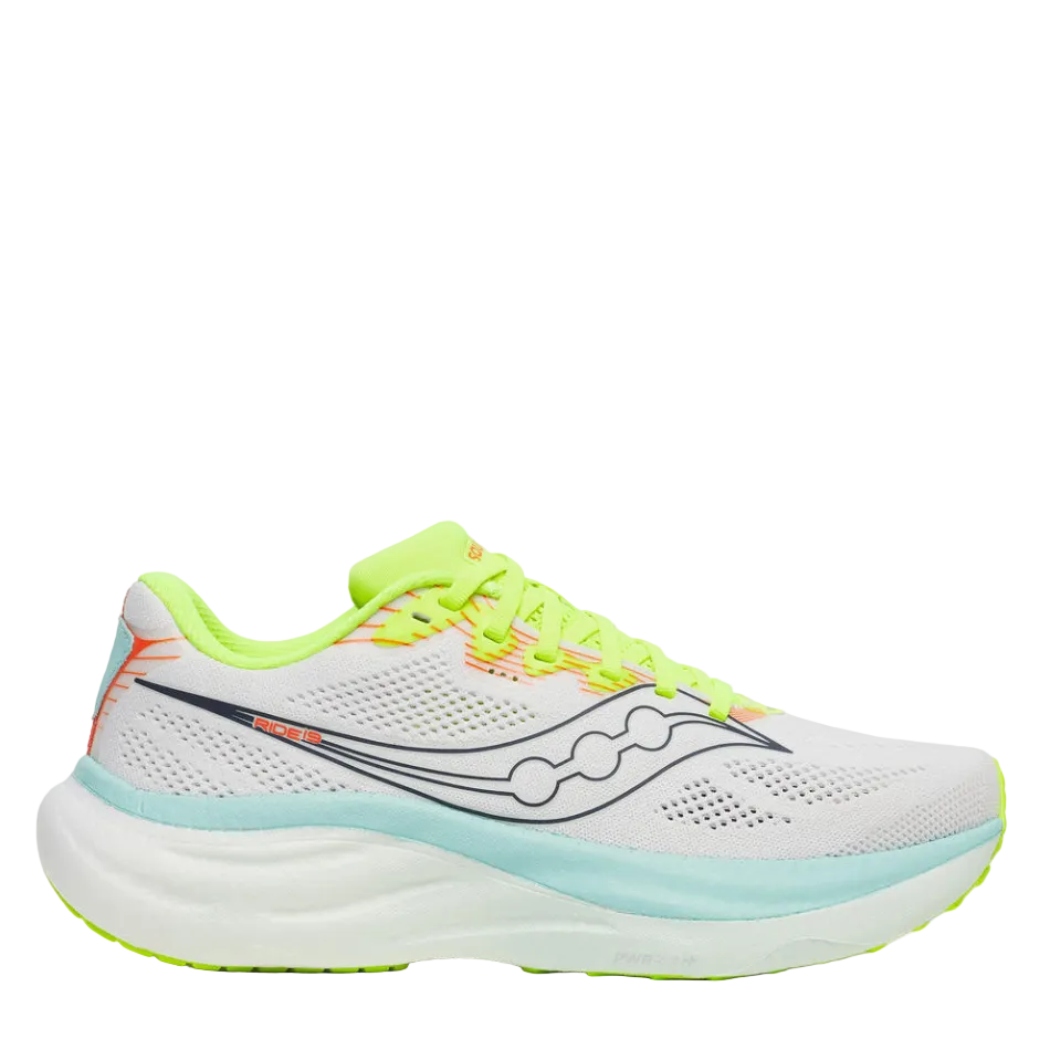 Saucony Women's Ride 19 Running Shoes in White/Splash - Online Exclusive