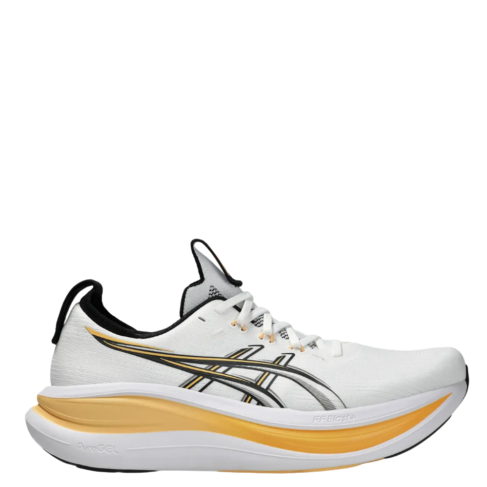ASICS Men's GEL-NIMBUS 28 Running Shoes in White/Stadium Orange AW26