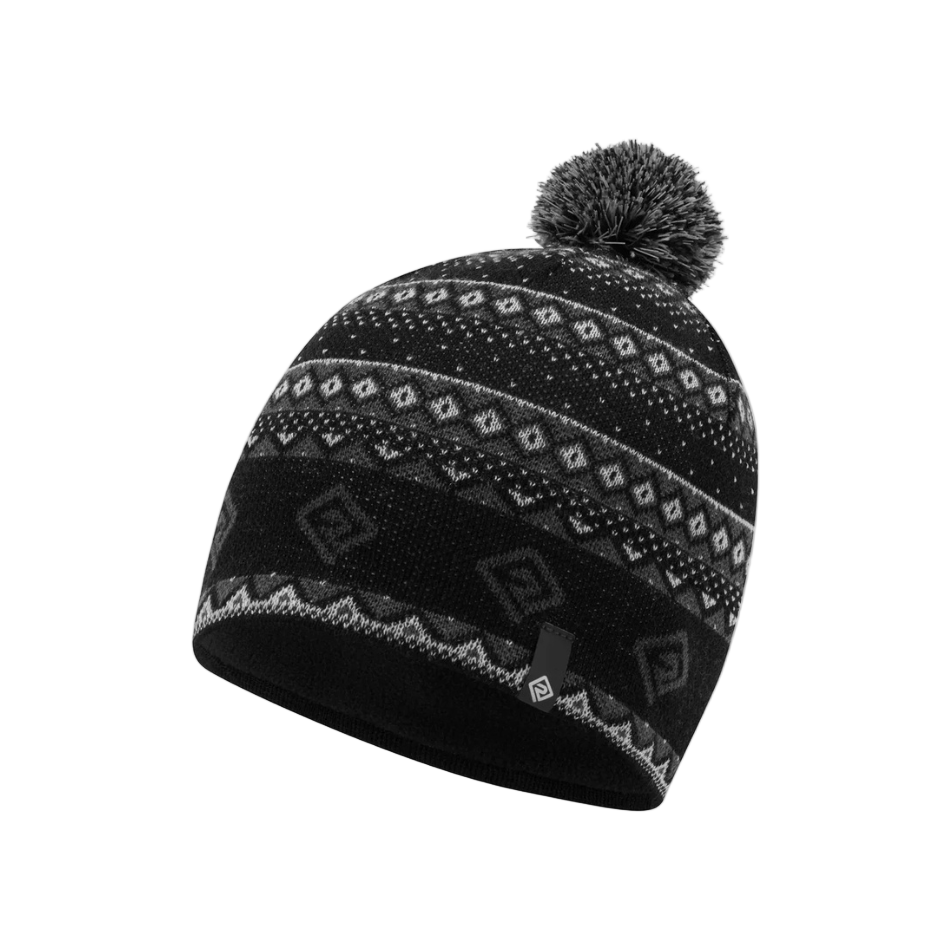 Ronhill Unisex Winter Bobble Hat in Black/White AW25