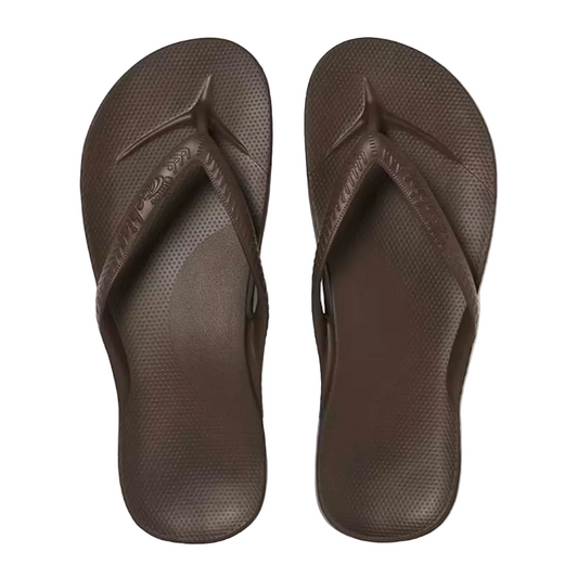 Archies Arch Support Flip Flops in Dark Brown