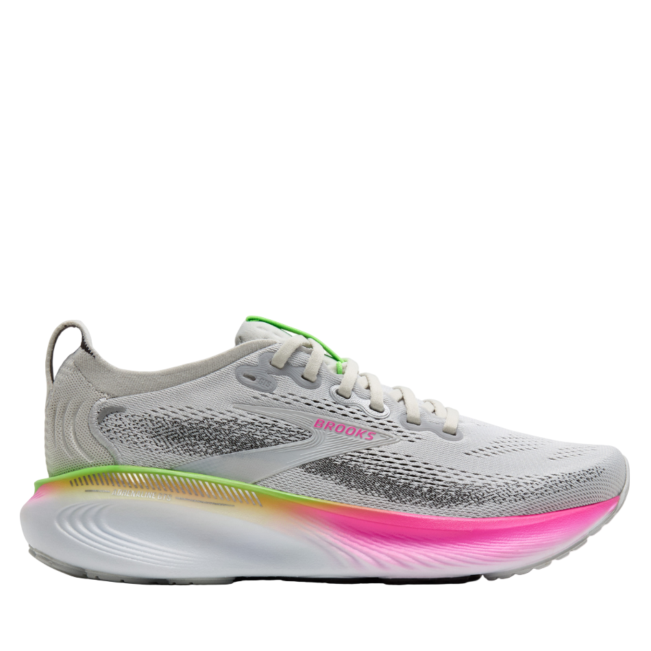 Brooks Women's Adrenaline GTS 25 Wide Fitting D Running Shoes in Oyster/Pink/Green SS26