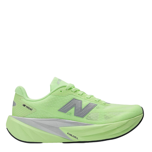 New Balance Women's Fuelcell Rebel v5 Running Shoes in Lab Green/Silver Metallic/White AW25