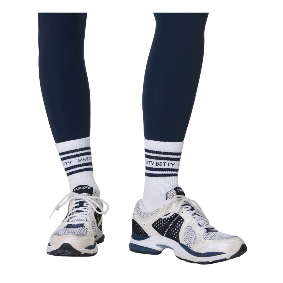 Sweaty Betty Varsity Slogan Socks 3 Pack in White/Black SS26