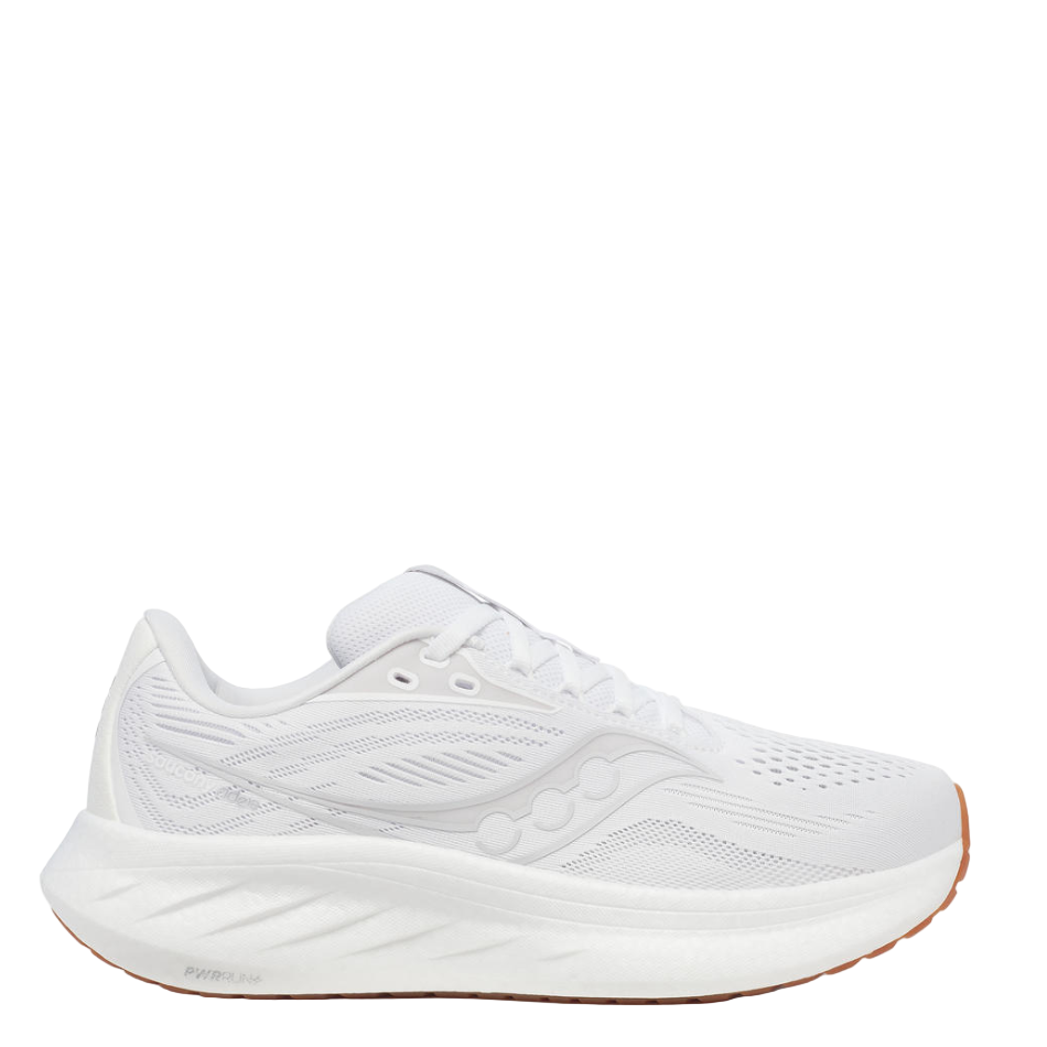 Saucony Women's Ride 18 Running Shoes in White/Gum - Online Exculsive