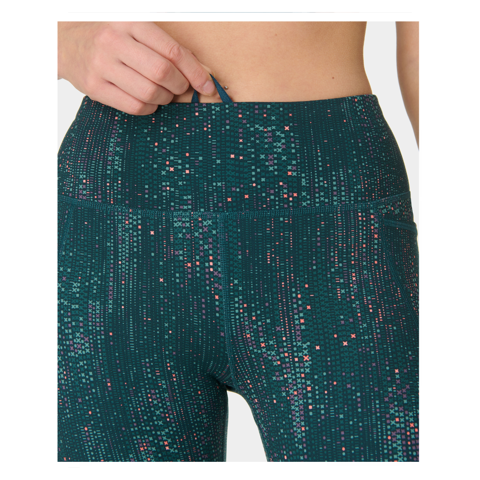 Sweaty Betty Power 7/8 Workout Leggings in Green Code Print SS26