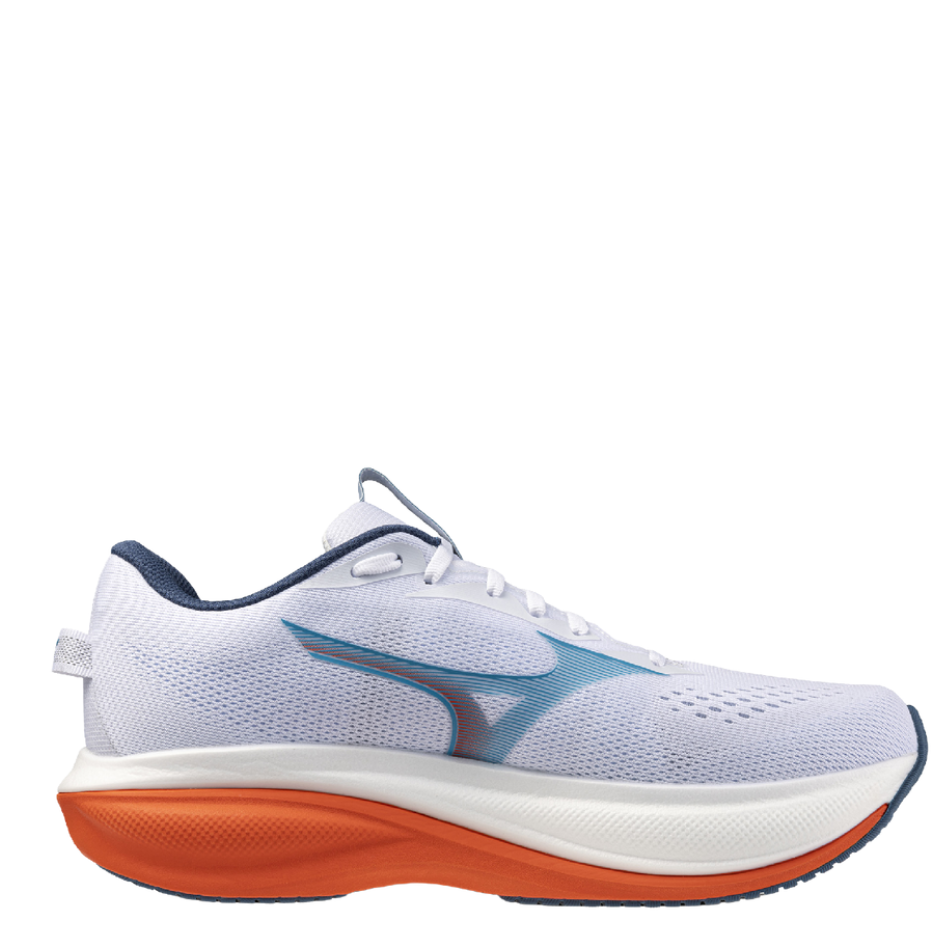Mizuno Men's Wave Rider 30 Running Shoes in White/Blue Jewel/Orange.com AW26