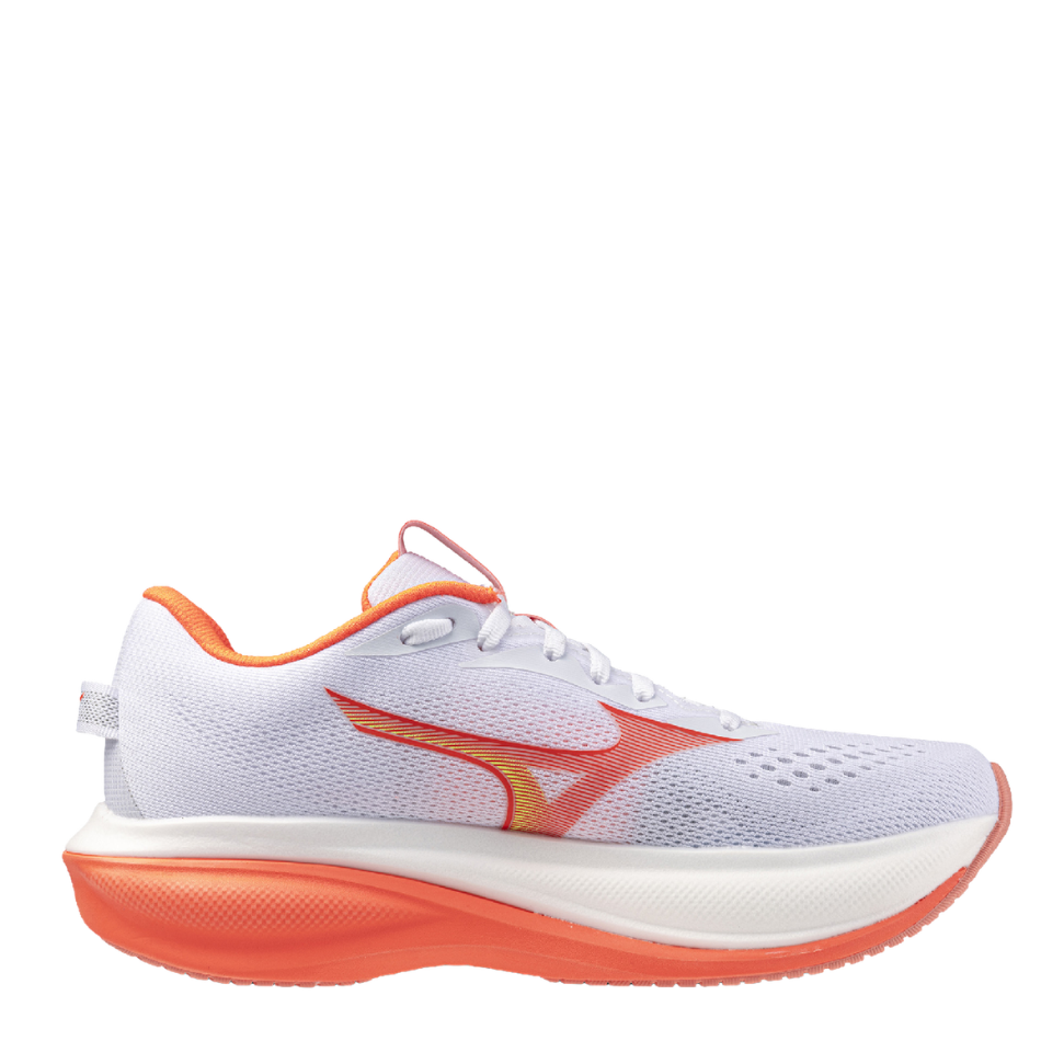 Mizuno Women's Wave Rider 30 Running Shoes in White/Lava Orange/Lime Pulp AW26