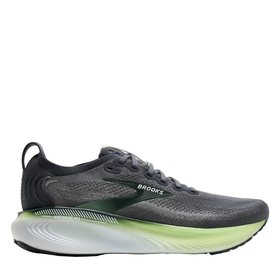 Brooks Men's Adrenaline GTS 25 Running Shoes in Grey/Paradise Green/Spruce AW26