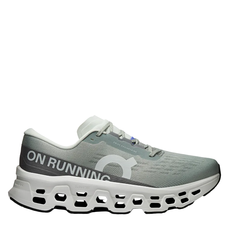On Men's Cloudmonster 3 Running Shoes in Tin/Ivory SS26