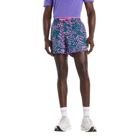 New Balance London Edition RC Print Short 5" in Pink Heat SS26