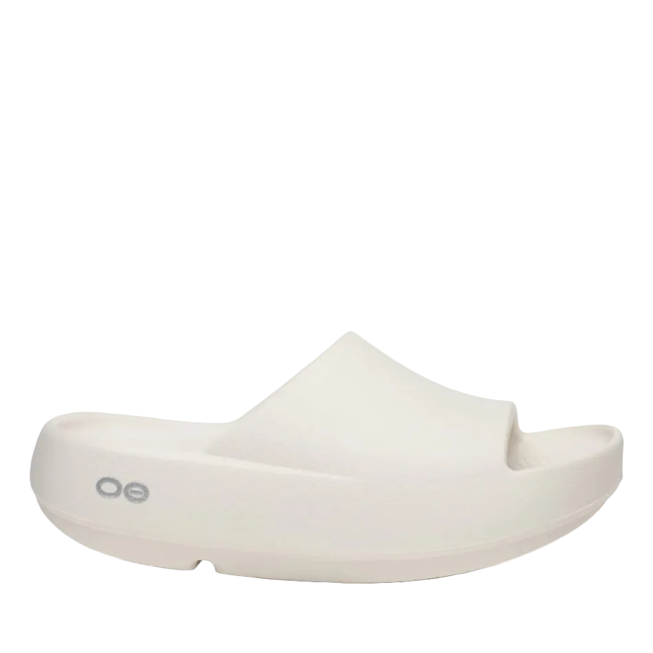 Oofos Women's Plus Slide Sandal in Chalk