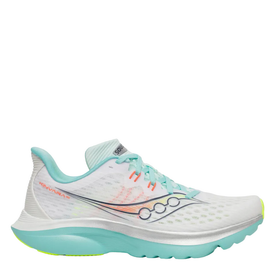 Saucony Women's Kinvara 16 Running Shoes in White/Aqua - Online Exclusive