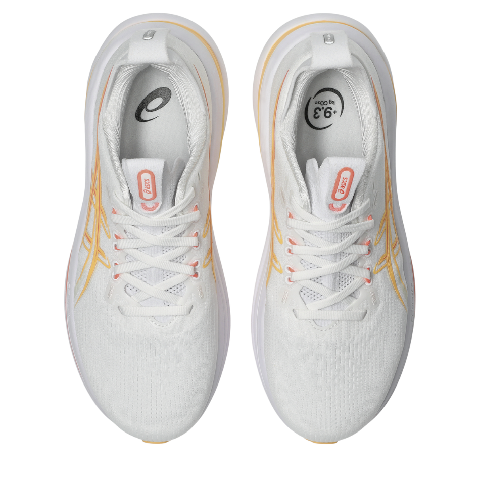 ASICS Women's GEL-NIMBUS 28 Running Shoes in White/Sun Coral AW26