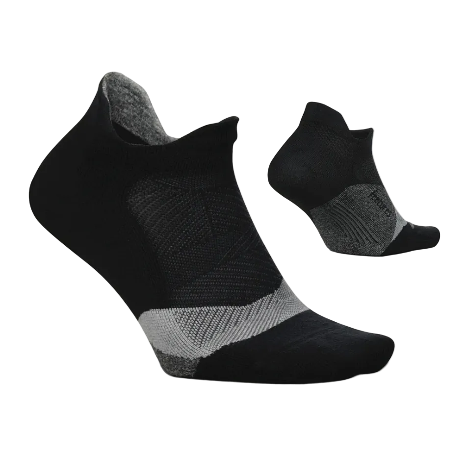 Feetures Unisex Elite Light Cushion No Show Tab Socks in Black AW26