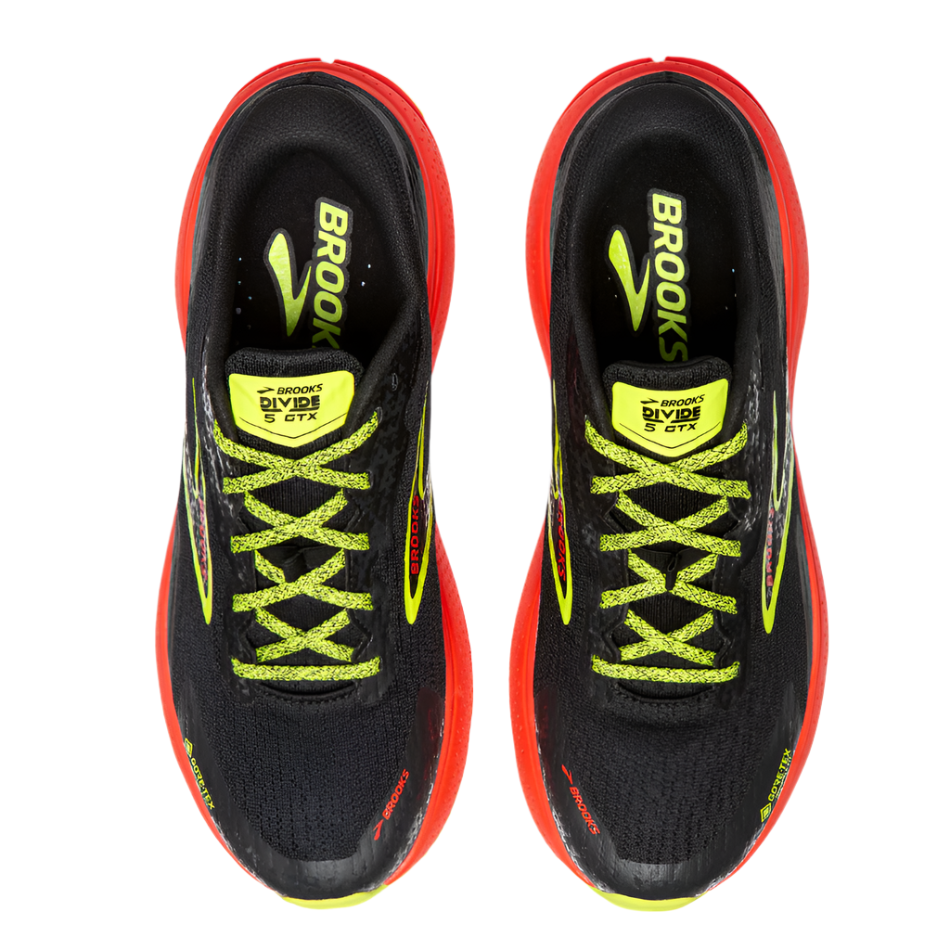 Brooks Men's Divide 5 GTX Trail Running Shoe in Black/Cherry/Lime