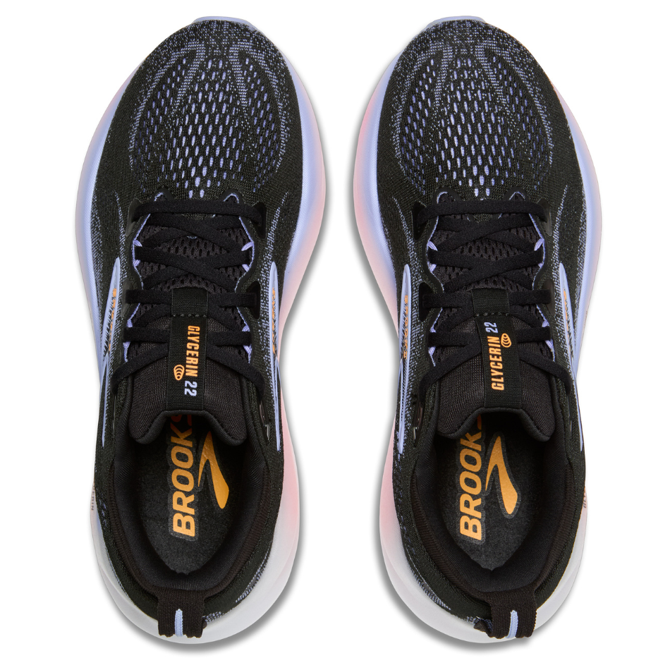 Brooks Women's Glycerin 22 Running Shoes in Black/Blue Heron/Orange AW25