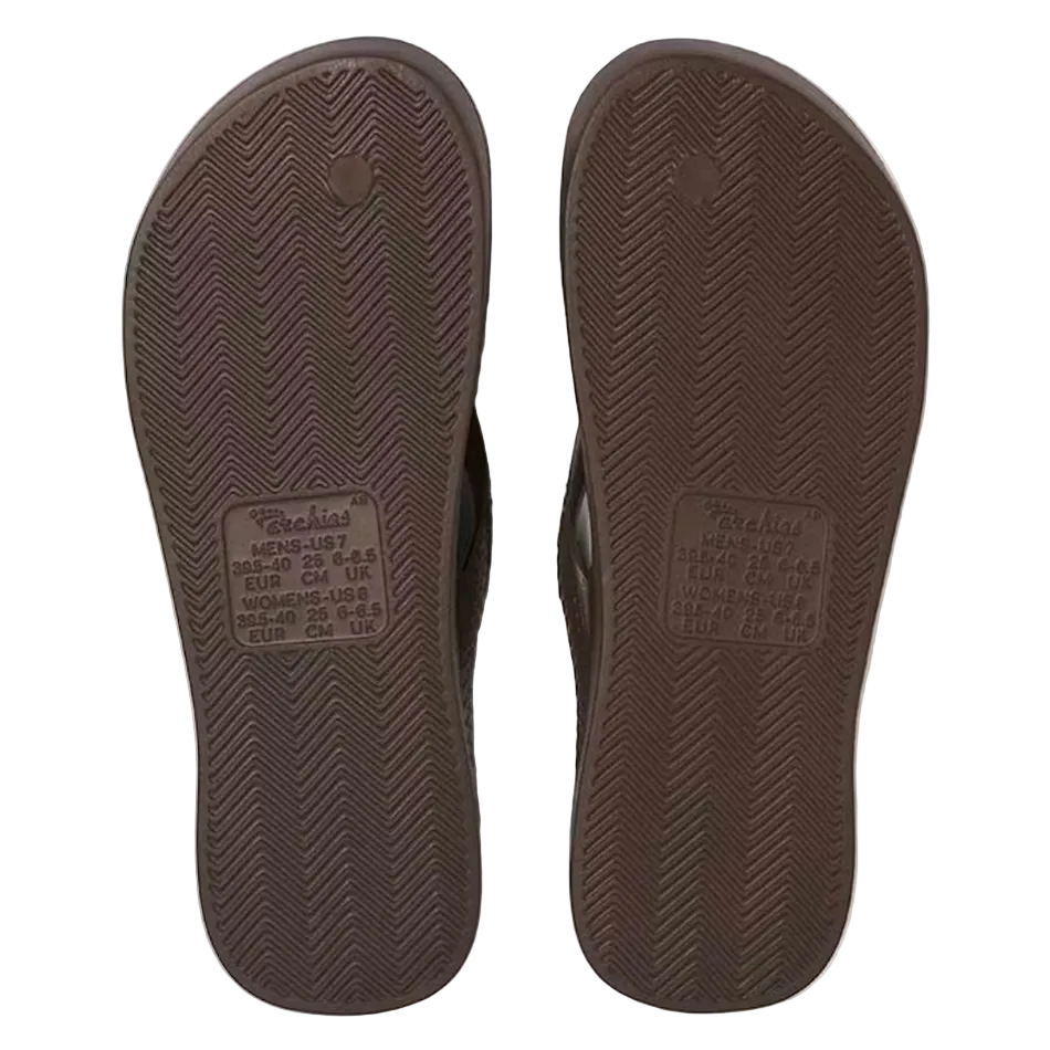Archies Arch Support Flip Flops in Dark Brown