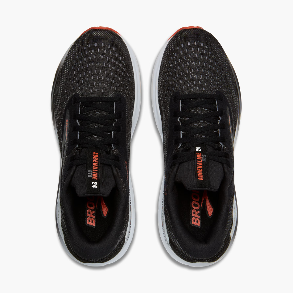 Brooks Men's Adrenaline GTS 24 Running Shoes in Black/Grey/Red SS25