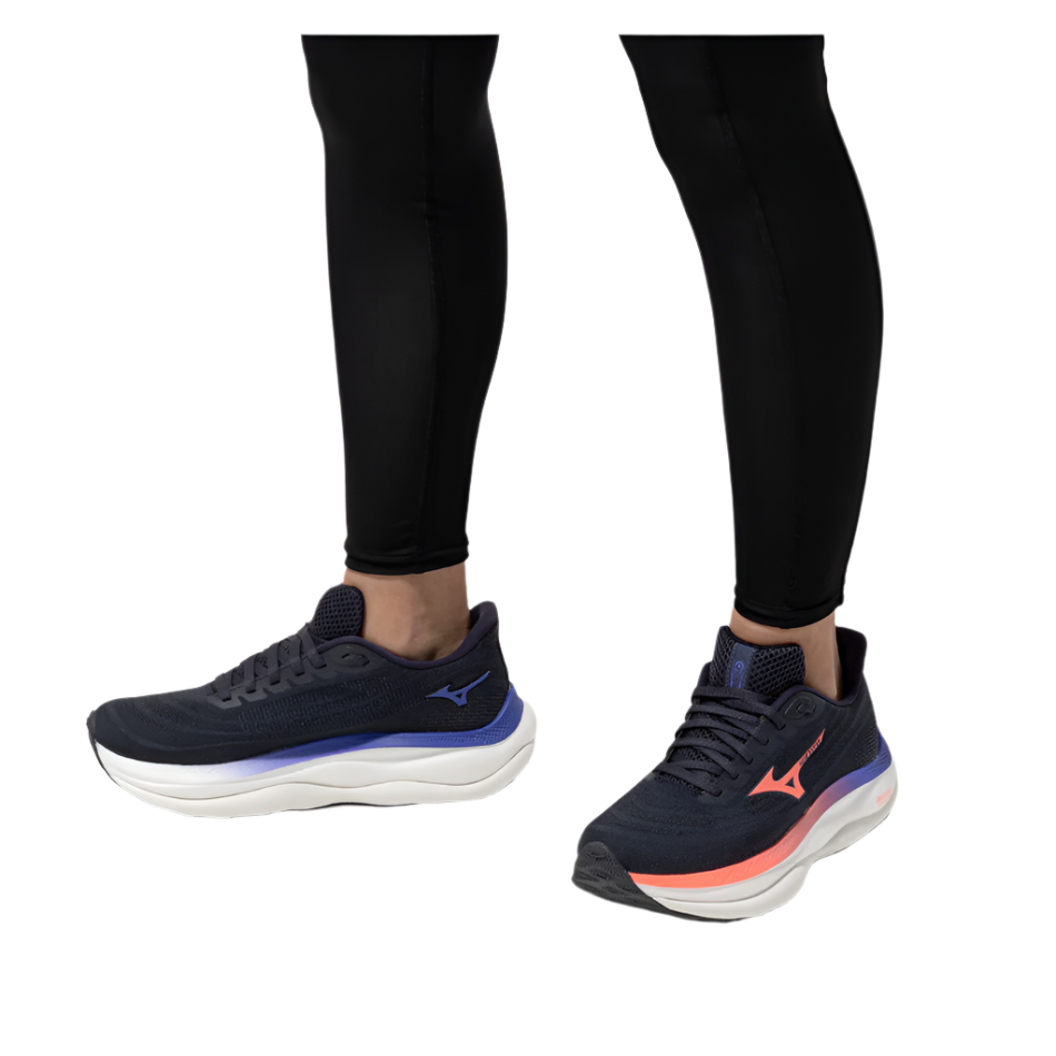 Mizuno Women's Wave Sky Running Shoes in Odyssey Gray/Striking