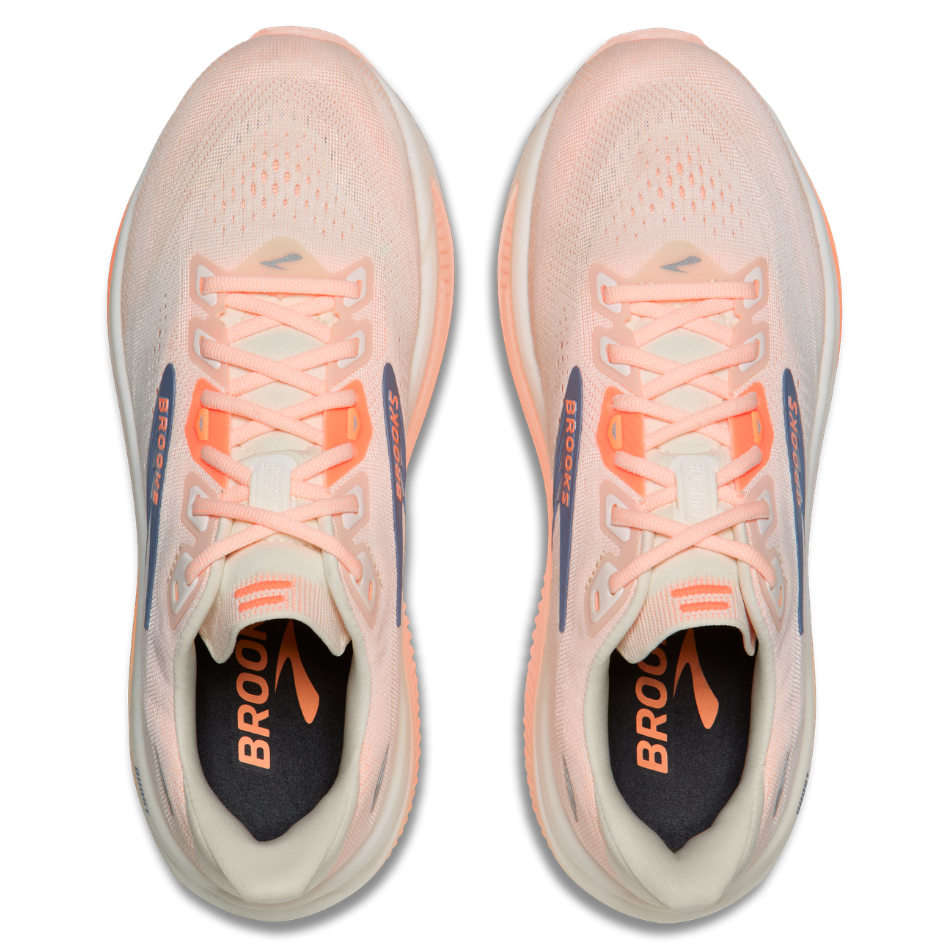 Brooks Women's Ghost 18 Running Shoes in Star White/Cyber Peach/Grey AW26