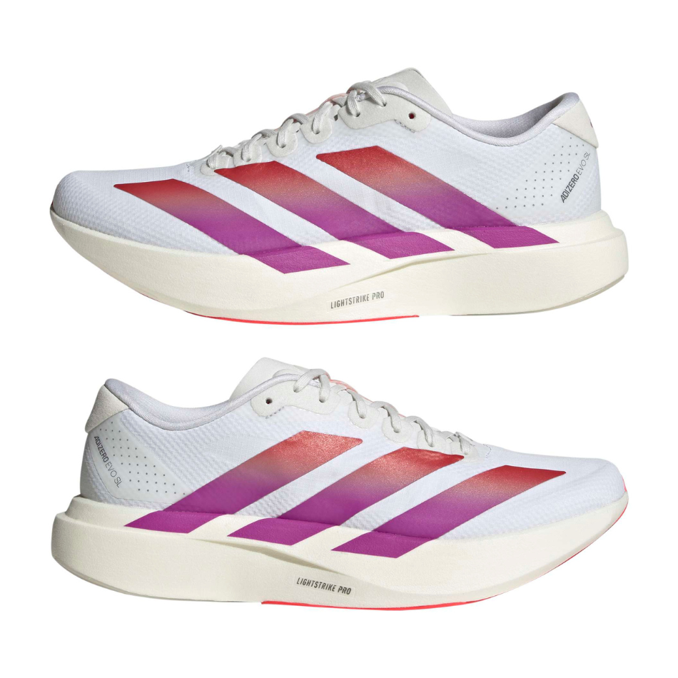 adidas Men's adizero Evo SL Woven Running Shoes in FTWR White/Lucid Red/Crystal White AW26