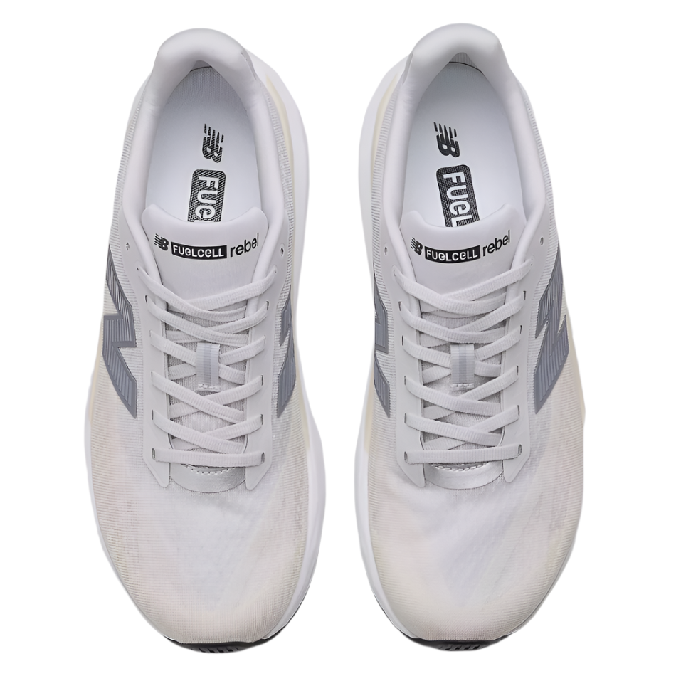 New Balance Men's Fuelcell Rebel v5 Running Shoes in Grey Matter/Linen/White AW25
